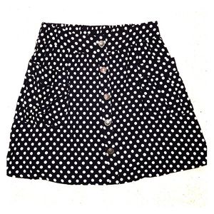 Dark navy blue and white polka dot skirt